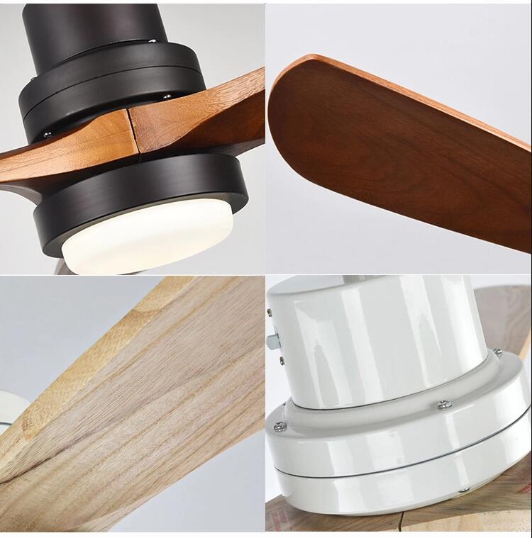 Modern Ceiling Fan lamp Solid Wood Blades Silent Ceiling Fan With led Light And Remote Control AC110-240V