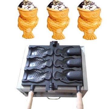 FY-1103B 110V 220V commercial electric ice cream taiyaki maker, 3pcs open mouth korean ice cream fish waffle maker machine