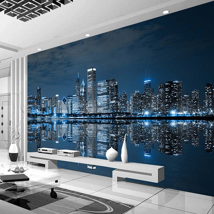 Custom Mural Wallpaper Black And White New York Night View City Building Study Living Room Sofa TV Background 3D Photo Wallpaper