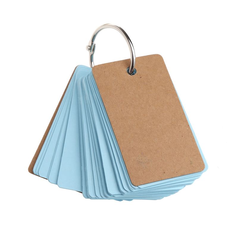 Kraft Paper Binder Ring Easy Flip Flash Cards Study Memo Pads Bookmark School Office Supply Student Stationery