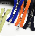80/100/120 CM Metal Zipper Fabric Silver Teeth Double Zipper Sliders For Sewing Garment Decoration Materials D737