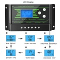 10A 20A 30A PWM Solar Charger Controller 12V 24V Auto Backlight LCD Solar Regulator Voltage Settable Dual 5V USB Battery Charger