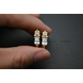 Big size Drop Zircon CZ Beads setting Metal Earring Hooks Jewelry Findings 30pc Per Lot ( Gold / Silver color )