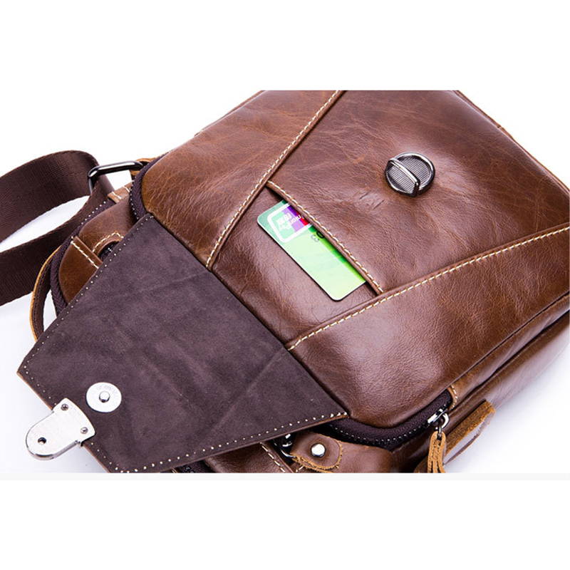 Genuine Leather Men's Messenger Bags quality Crossbody Bags Vintage cow leather man Shoulder bag for male Casual handbag