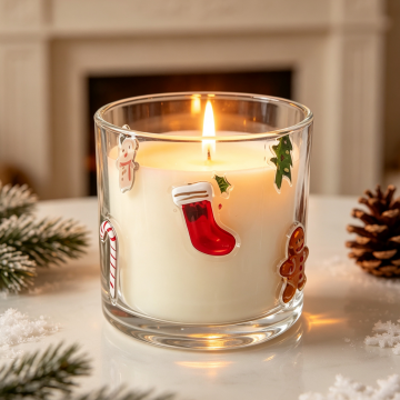 Christmas Printed Glass Jar Scented Candles Xmas Gingerbread Man Aroma Candle Jar for Holiday Gifts