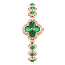 Fashion green crystal clover Quartz Watches for women