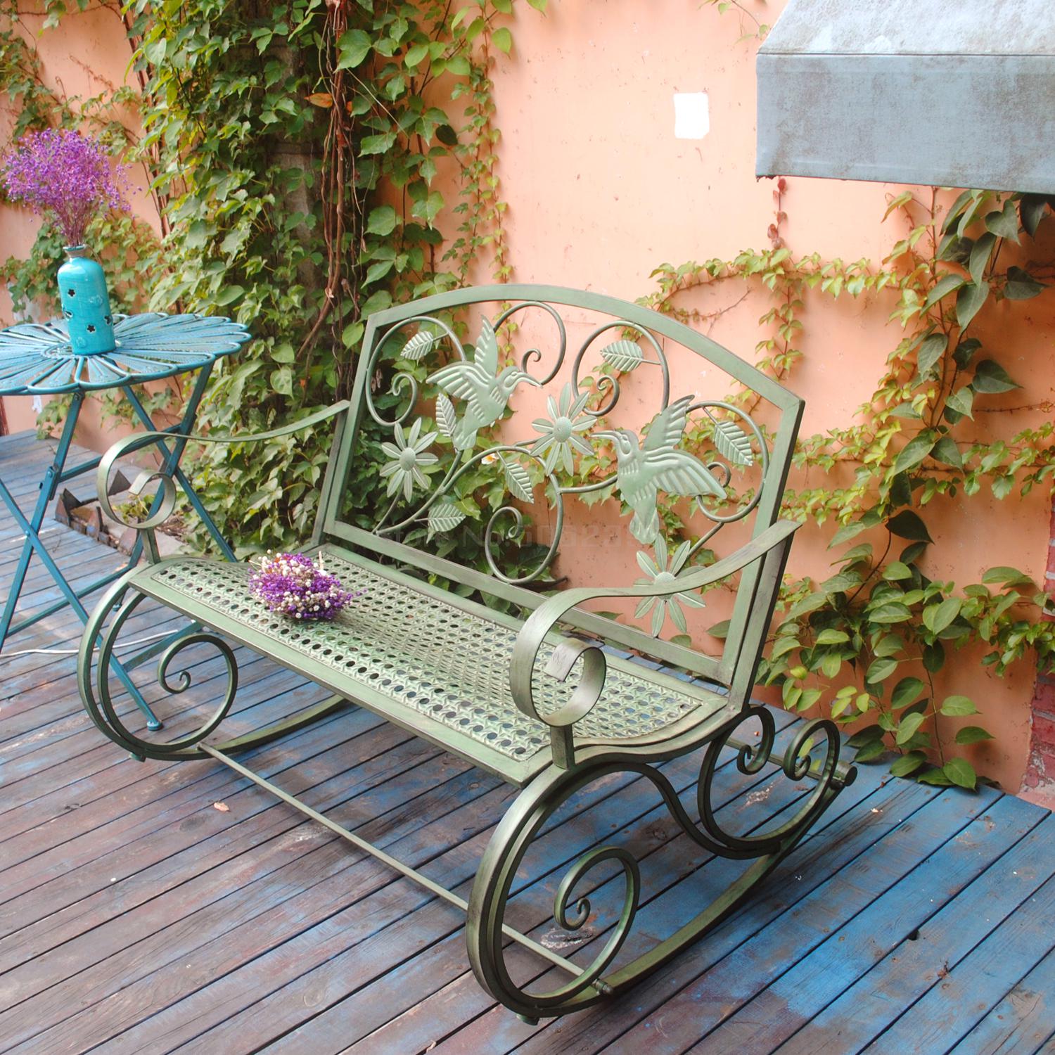 American wrought iron retro outdoor double rocking chair bench garden garden chair park chair garden leisure decoration