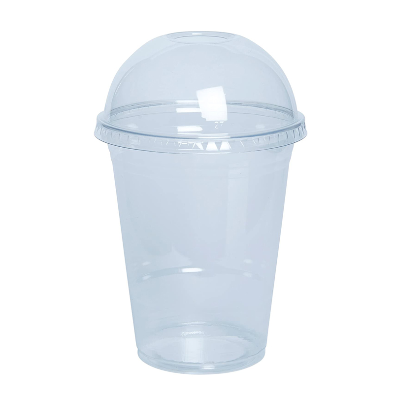 100 Sets 450ml (16 oz) Clear Plastic Cups with Lids Disposable Party Drinks,Clear Crystal