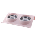 Pet Dog Bowl Cat Bowl Pet Food Bowl Double Stainless Steel Bowl Splash-Proof Feeding Water Feeder Pet Supplies