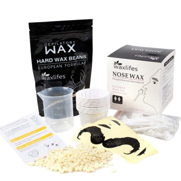 100g Nose Wax Kit Painless Nose Measuring Cup Moustache Stencils Hair Removal Set Portable Hair Wax Beans Kit For Men Women