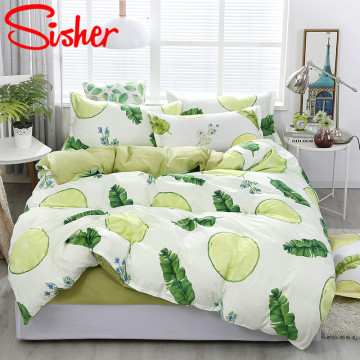 Sisher Pastoral Leaf Bedding Sets Bed Set Nordic Duvet Cover Pillowcase Covers Quilt Double Size Single Queen King Flat Sheet