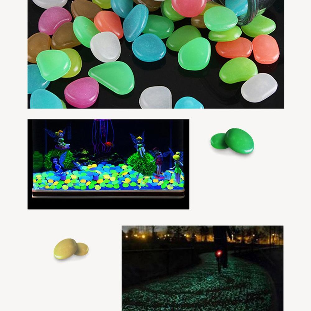 50Pcs Artificial Color Luminous Stone Fluorescent Stone Shiny Stone Full English Bag Packaging Fish Tank Landscaping