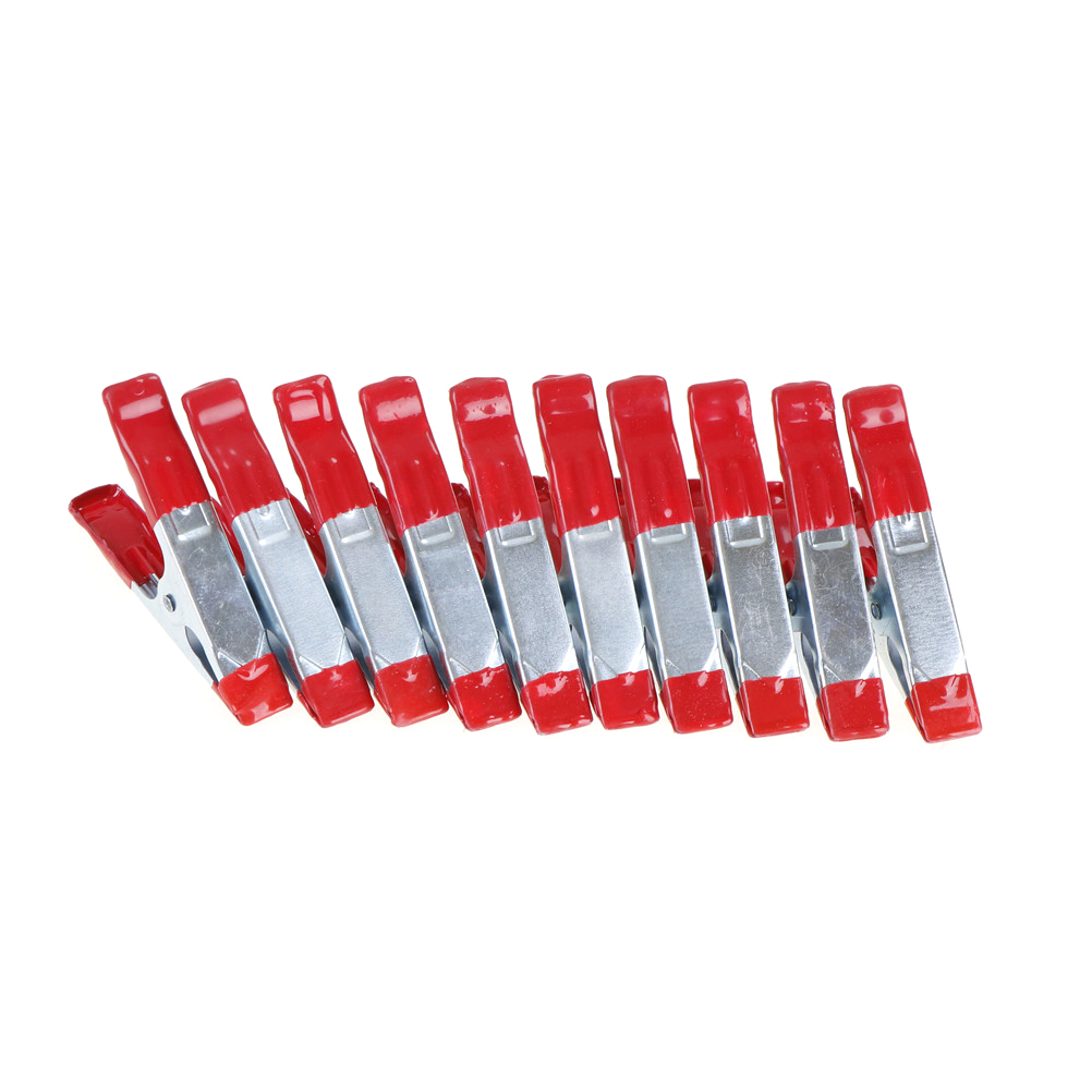 10pcs 2inch/5pcs 4inch Mini Metal Heavy Duty Spring Clamps Crocodile Clip Red Plastic Tips Tool Clips Grip Holder DIY Hand Tools
