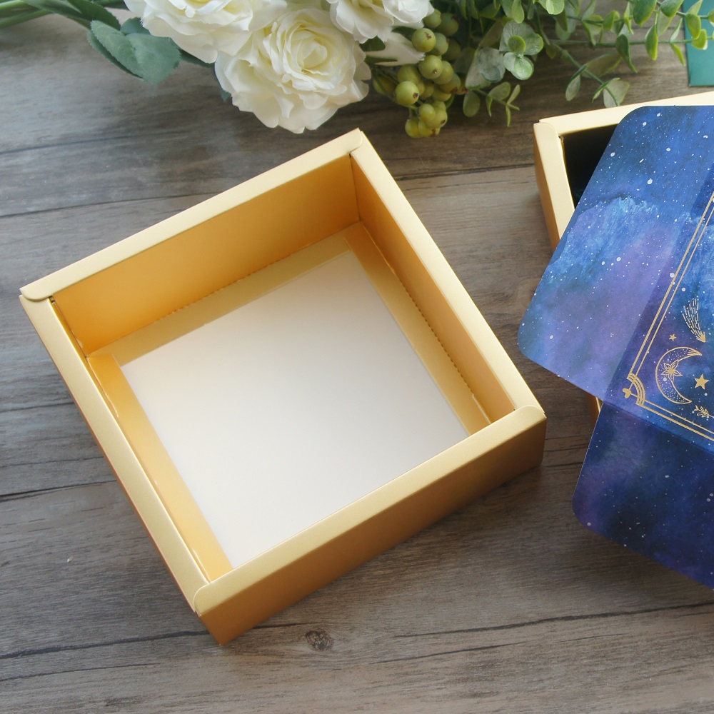 15*15*6.5cm 3set Gold night blue star Design Paper Box + Bag As birthday Wedding Anniversary DIY Gift Packaging Use