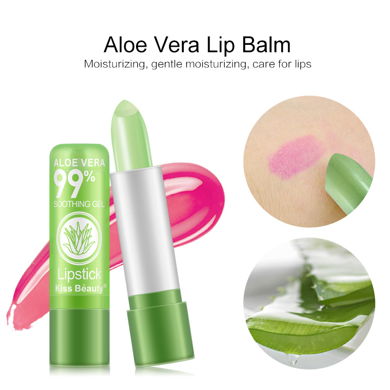 1PC Temperature Change Aloe Vera Moisturizing Lipstick Fashion Color Changing Lipstick Long Lasting Waterproof Makeup TSLM1