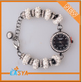 2014 New Design Rhinestone Beads Chain Bracelet With Watch Charms