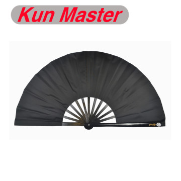Bamboo Kung Fu Fighting Fan, Martial Arts Dance/Practice Performance Fan, No pattern(pure black)