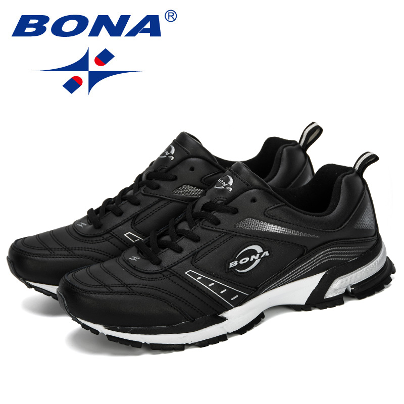 BONA 2019 New Sneaker Lace-up Men Running Shoes Sports Breathable Men's Walking Shoes Athletic Erkek Spor Ayakkabi Comfortable