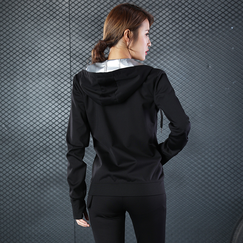 Women Running Sets Female Sauna Suit Set Girl Burn Belly Fat Compression Suit Slimming Body Shaper Pants and Long Sleeve Jackets