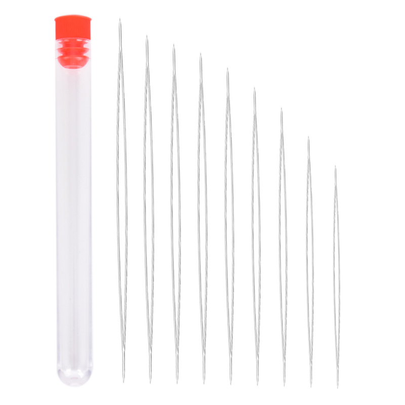 9Pcs Steel Large Big Eye Collapsible Embroidery Beading Needle Thread Sewing Needles Assorted Size Jewelry Tool