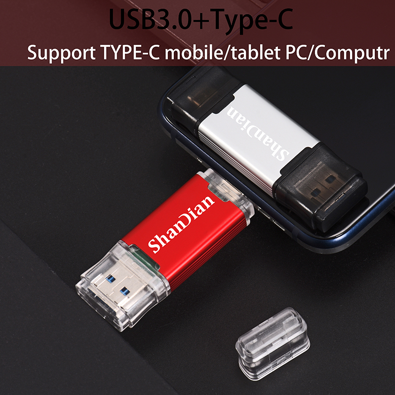 SHANDIAN Type C USB Flash Memory Stick 16GB 32GB Pendrive 4G 8G 64G 128GB U Disk USB Flash Drive For Computer/Type C interface
