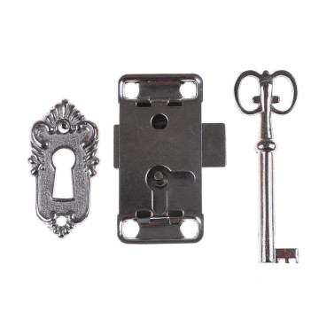 Durable Portable Vintage Antique Style Iron Lock + Key For Drawer Cabinet Wardrobe Cupboard Door 1Set