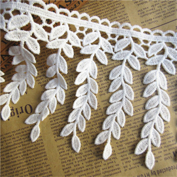 3 yard 11.5CM White Cotton Leaf Tassel Fringe Embroidered Lace Trim Ribbon Fabric Handmade Sewing Supplies Craft Gift Decorative