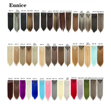 Eunice Hair 22inch Long Straight Hair Extension 7pcs/set 16 Clips High Tempreture Synthetic Hairpiece Clip in Hair Extensions