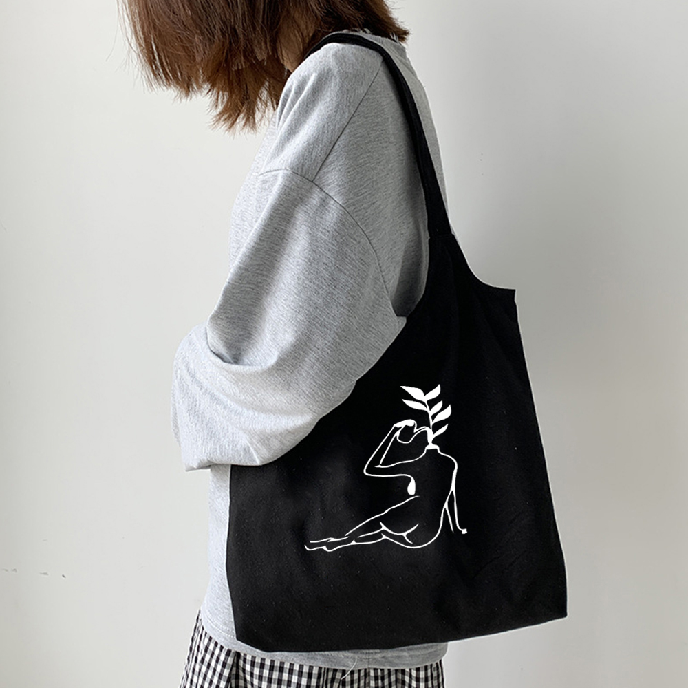 Fun Women Shopping Bag Foldable Tote Korean Harajuku Fashion Shoulder Bags New Big Handbag Canvas Bags Ladies Ulzzang Cotton Bag