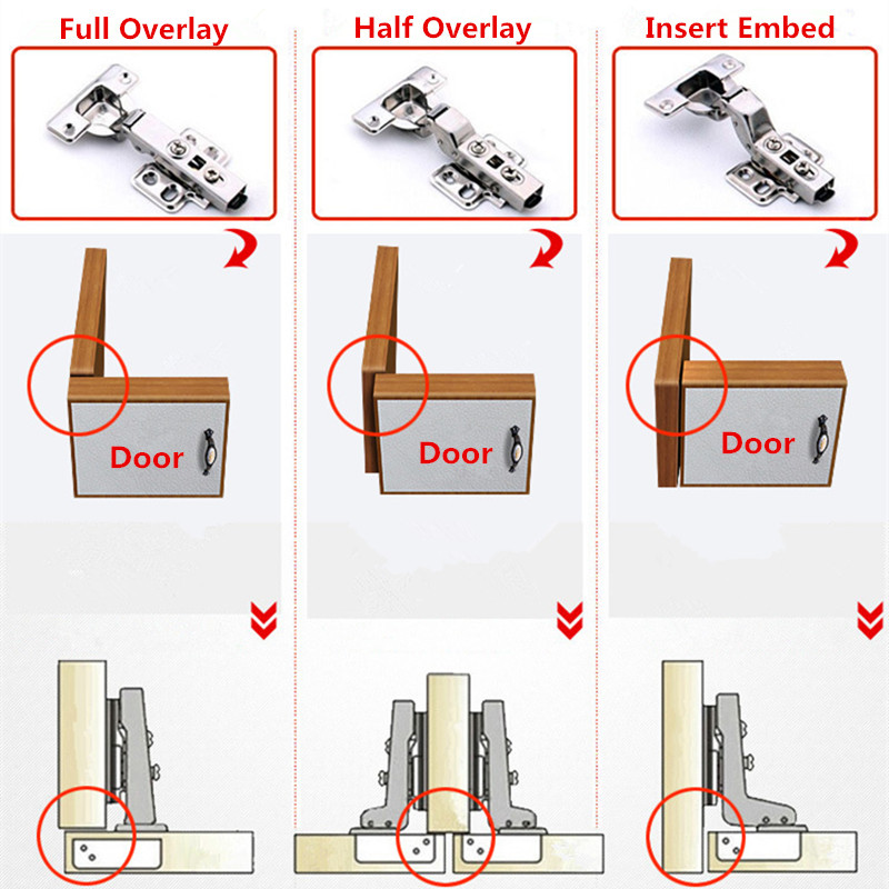 KK&FING Removable Hydraulic Stainless Steel Cabinet Hinges Cupboard Door Hinge Damper Buffer Soft Close For Furniture Hardware