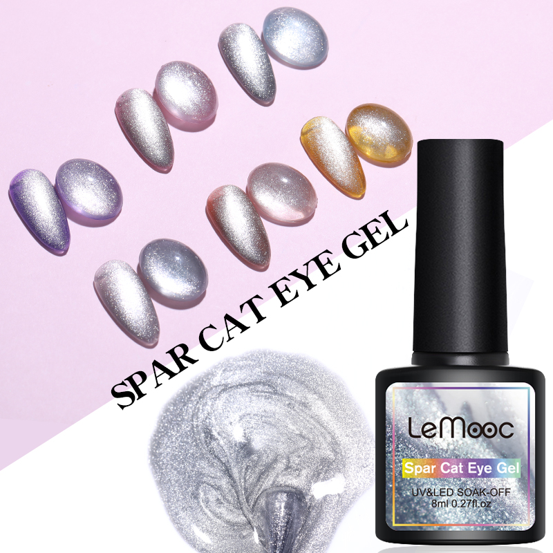 LEMOOC Spar cat magnetic gel Soak Off Shining Chameleon Lacquers Glitter Bright Silver UV Gel Polish Magnetic Nail Art Varnishes