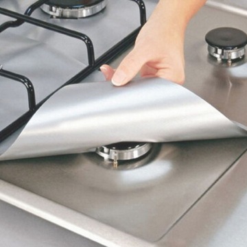 4pcs/lot Reusable Non-stick Foil Range Stovetop Burner Protector Liner Cover For Cleaning Kitchen Tools Protection