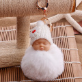 Baby Doll Toy DropshipCute Sleeping Baby Doll Key Chains For Women Bag Toy Key Ring Fluffy Pom pom Faux Fur Plush Keychains