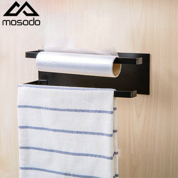 Mosodo Kitchen Paper Holder Storage Rack 2 Layers Towel Bar Toilet Roll Paper Hanger Cabinet Door Wall Hanging Organizer Shelf