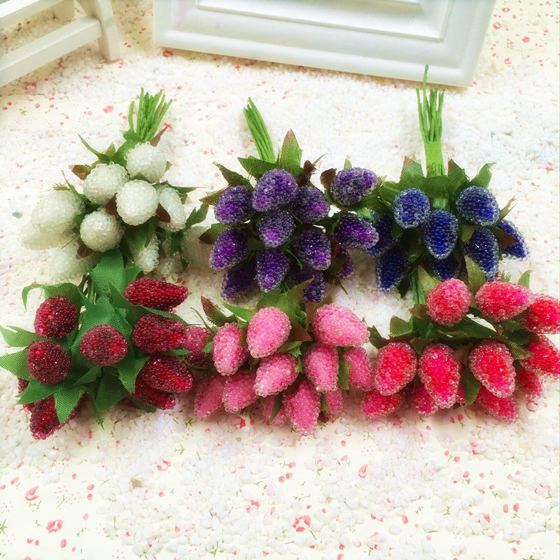 10pcs Artificial Glass Berries Fruit Red Cherry Plastic Fruits For Home Wedding Dekoration Fake Strawberry Mulberry Flower