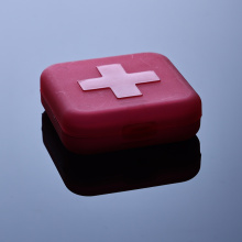 Plastic Travel Square Shaped 4 Compartments Pill Case