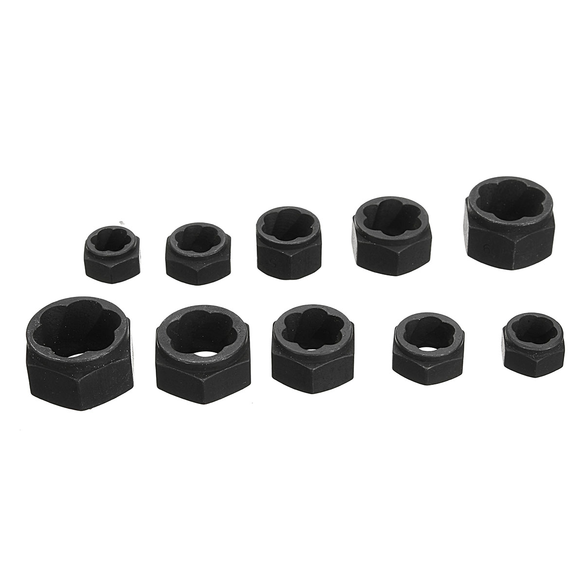 MTGATHER 10Pcs Damaged Bolt Nut Screw Remover Extractor Removal Set Nut Removal Socket Tool Black 9-19mm Best Price