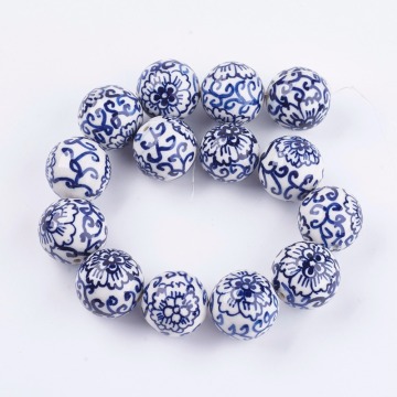 pandahall 20pcs 12/18mm Handmade Blue and White Porcelain Ceramic Beads for Jewelry Making DIY