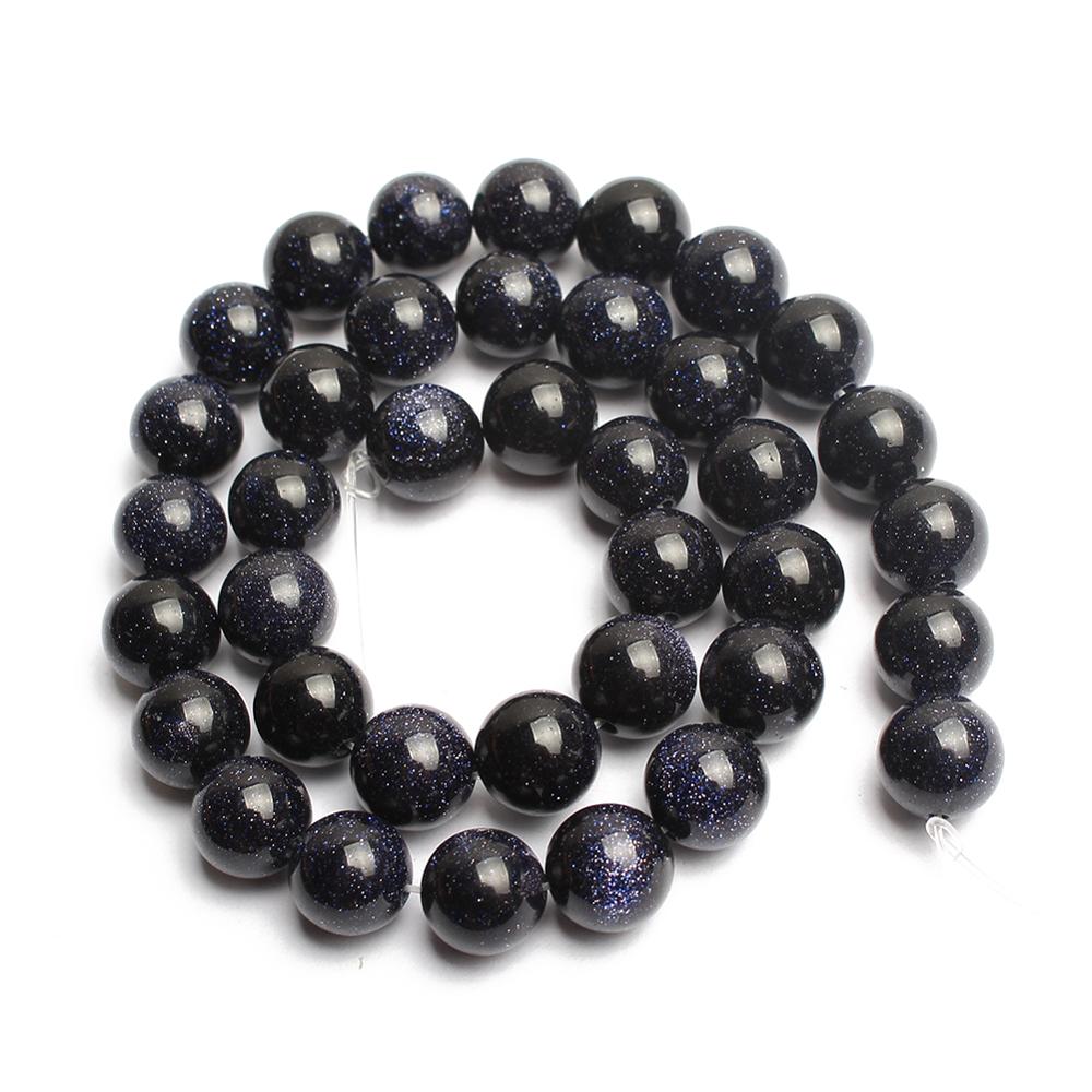 Natural Dark Blue Sandstone Beads Loose Stone Round Sitara Stars Beads for DIY Jewelry Making 4 6 8 10 12mm