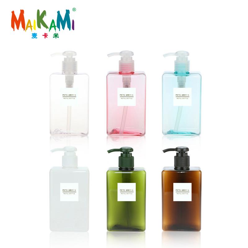 MAIKAMI 100ml 250ml 450ml 650ml Lotion Bottle Square Petg Press Plastic Bottle Shampoo Face Wash Bottle