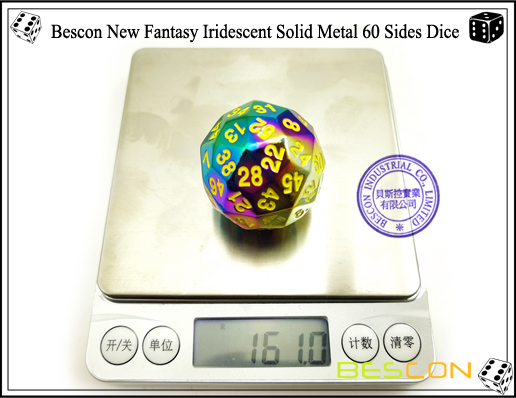Bescon New Fantasy Iridescent Solid Metal 60 Sides Dice-6