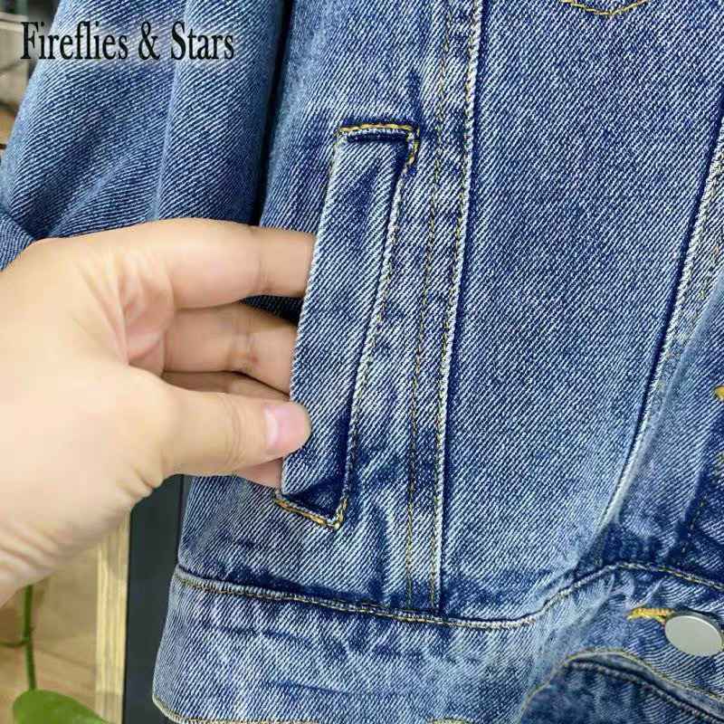 Spring Autumn Girls Denim Jacket Baby Coat Children Outwear Kids Streetwear Clothes New Fashion Back Doll Bear Patch 4 To 14 Yrs