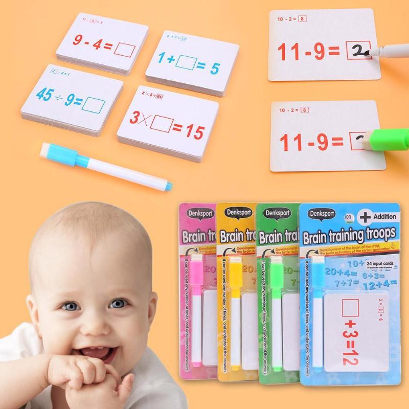 1set Montessori Mathematics Teach Card with Erasable Pen Math Educational Toys for Children Preschool Tool Kindergarten Games