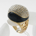 Fashion jewelry Cute black enamel Rhinestone ball women Rings mix color and style good gift Wholesale