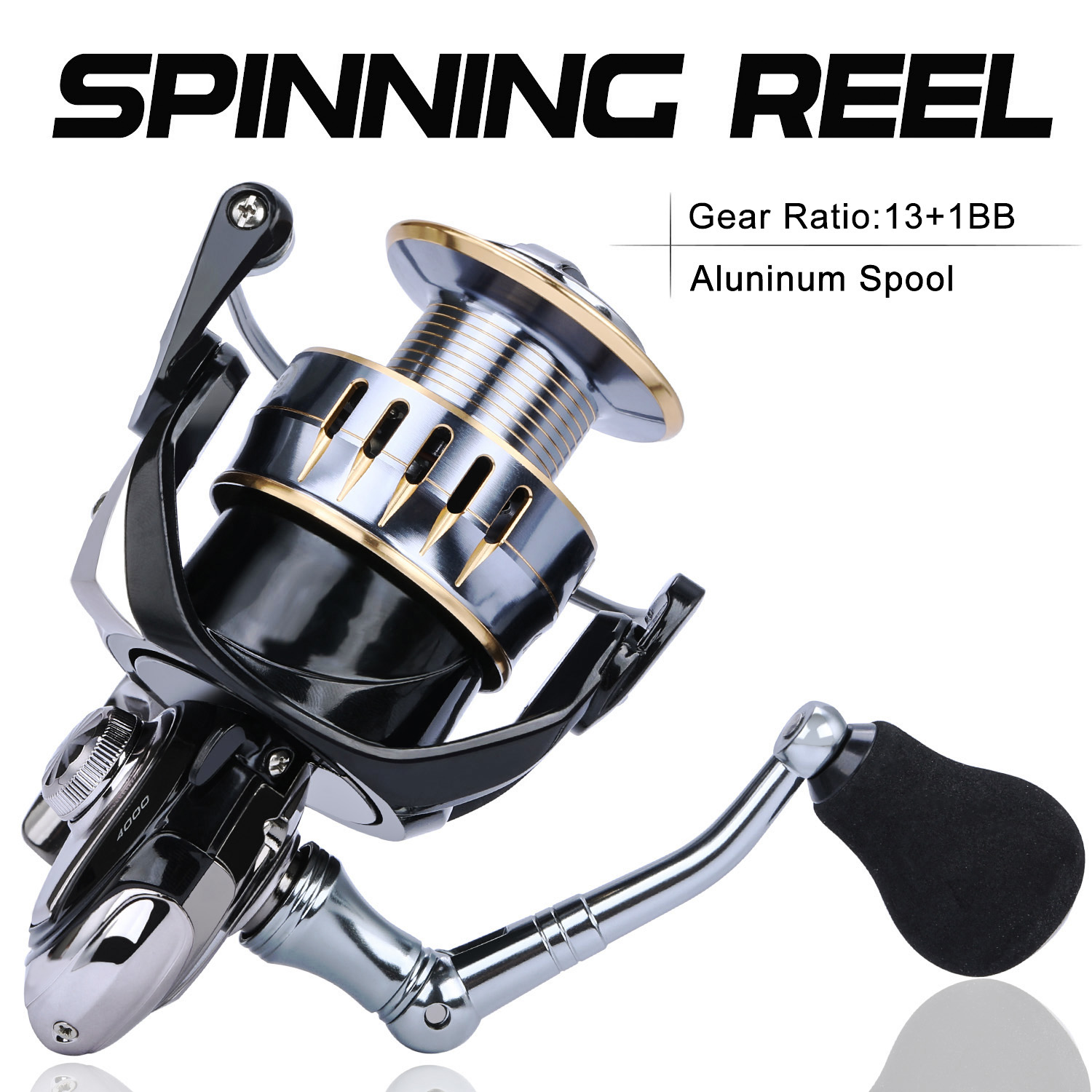 Sougayilang New Spinning Fishing Reel 13+1BB Aluminum Body Gear Ratio 4.7:1 Fishing coil Carp Fishing Reel Fishing Tackle Pesca