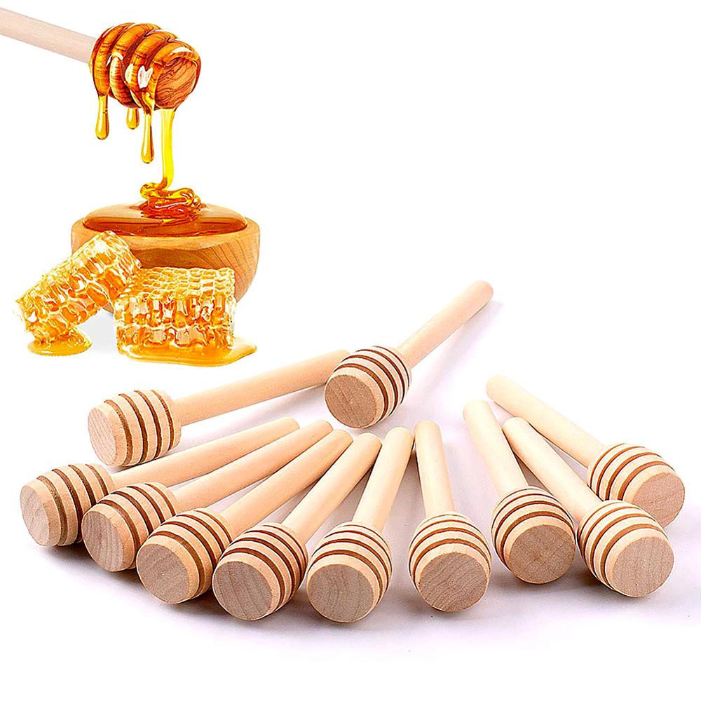60Pcs Wooden Mini Honey Spoon Honey Wooden Stir Bar for Honey Jar Supplies Eco-Friendly Long Handle Mixing Stick Dessert Tools