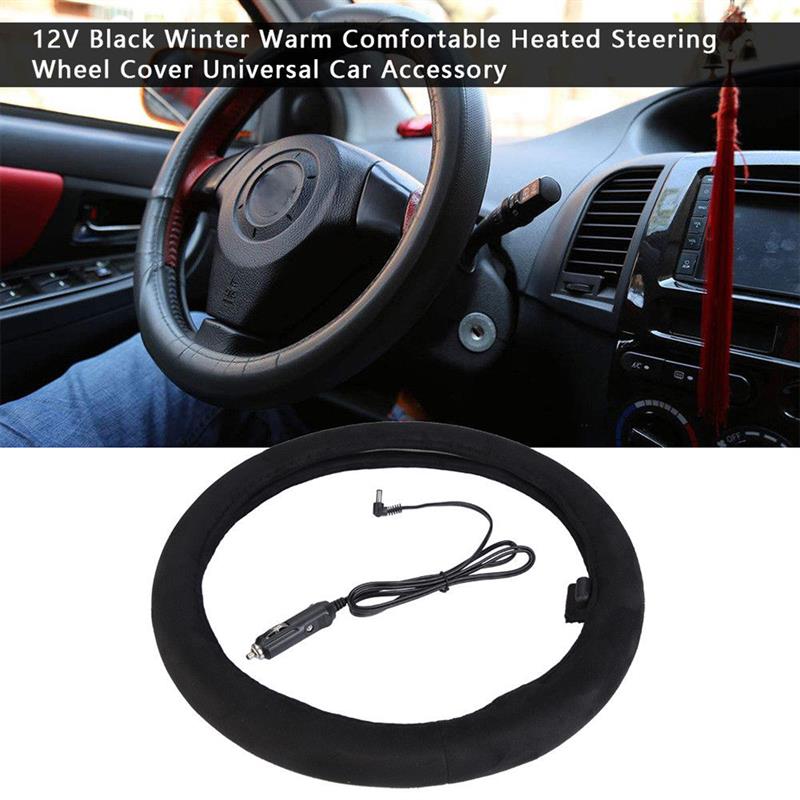 Universal 38cm Heater Steering Covers Winter Warm Comfortable Heated Heating Steering Wheel Cover 12V Car Steering-Wheel Cover