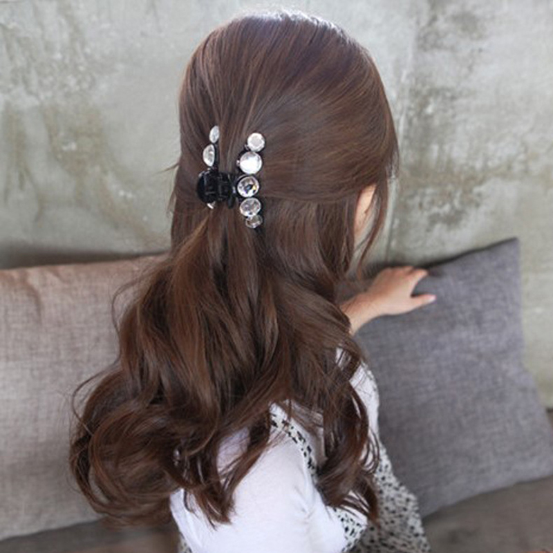 1PC 2020 New Crystal Hair Plastic Hair Claws Clamp Resin Women Girl Rhinestone Pearl Hair Clip Cute Headwear Hair Accessories