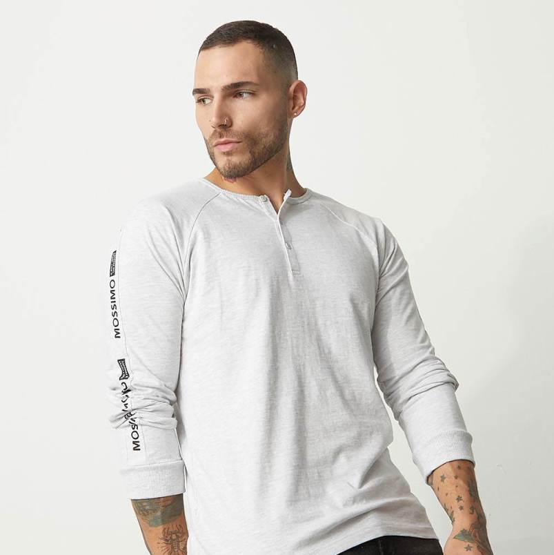 Mens Semi Placket Long Sleeve T-Shirts