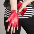 Women Men Genuine Leather Sheepskin Half Finger Gloves High Quality Black Red Outdoor Driving Gloves luvas de inverno